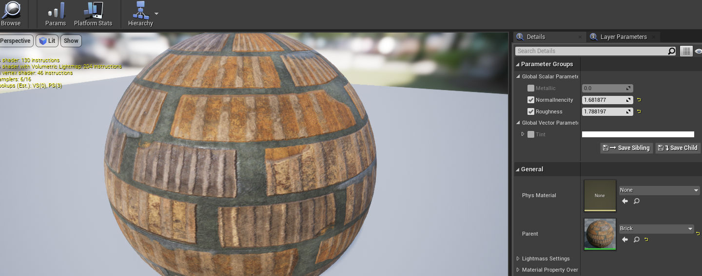 Unreal PBR material Instance